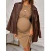 imageVerdusa Womens Maternity Twist Front Long Sleeve Round Neck Bodycon DressApricot