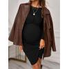 imageVerdusa Womens Maternity Twist Front Long Sleeve Round Neck Bodycon DressBlack