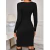imageVerdusa Womens Maternity Twist Front Long Sleeve Round Neck Bodycon DressBlack
