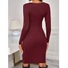 imageVerdusa Womens Maternity Twist Front Long Sleeve Round Neck Bodycon DressBurgundy