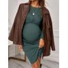 imageVerdusa Womens Maternity Twist Front Long Sleeve Round Neck Bodycon DressCadet Blue