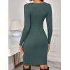imageVerdusa Womens Maternity Twist Front Long Sleeve Round Neck Bodycon DressCadet Blue