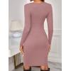 imageVerdusa Womens Maternity Twist Front Long Sleeve Round Neck Bodycon DressCut Out Dusty Pink