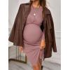 imageVerdusa Womens Maternity Twist Front Long Sleeve Round Neck Bodycon DressCut Out Dusty Pink