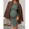 imageVerdusa Womens Maternity Twist Front Long Sleeve Round Neck Bodycon DressDark Green