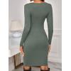 imageVerdusa Womens Maternity Twist Front Long Sleeve Round Neck Bodycon DressDark Green