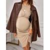 imageVerdusa Womens Maternity Twist Front Long Sleeve Round Neck Bodycon DressLight Apricot