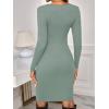 imageVerdusa Womens Maternity Twist Front Long Sleeve Round Neck Bodycon DressLight Green