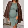 imageVerdusa Womens Maternity Twist Front Long Sleeve Round Neck Bodycon DressLight Green