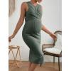 imageVerdusa Womens Maternity Twist Tie Back Sleeveless Split Pregnancy Tank Bodycon DressArmy Green
