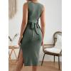 imageVerdusa Womens Maternity Twist Tie Back Sleeveless Split Pregnancy Tank Bodycon DressArmy Green