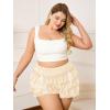 imageVerdusa Womens Plus Size Coquette Ruffle Shorts Bow Front Lace Trim Bloomer ShortsBeige