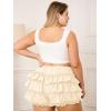 imageVerdusa Womens Plus Size Coquette Ruffle Shorts Bow Front Lace Trim Bloomer ShortsBeige