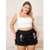 imageVerdusa Womens Plus Size Coquette Ruffle Shorts Bow Front Lace Trim Bloomer ShortsBlack