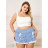 imageVerdusa Womens Plus Size Coquette Ruffle Shorts Bow Front Lace Trim Bloomer ShortsBlue