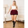 imageVerdusa Womens Plus Size Coquette Ruffle Shorts Bow Front Lace Trim Bloomer ShortsBurgundy