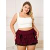 imageVerdusa Womens Plus Size Coquette Ruffle Shorts Bow Front Lace Trim Bloomer ShortsBurgundy