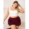 imageVerdusa Womens Plus Size Coquette Ruffle Shorts Bow Front Lace Trim Bloomer ShortsBurgundy