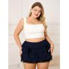 imageVerdusa Womens Plus Size Coquette Ruffle Shorts Bow Front Lace Trim Bloomer ShortsDark Blue