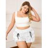 imageVerdusa Womens Plus Size Coquette Ruffle Shorts Bow Front Lace Trim Bloomer ShortsWhite