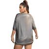 imageVerdusa Womens Plus Size Metallic T Shirt Drop Shoulder Oversized Tee TopGrey