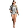 imageVerdusa Womens Plus Size Metallic T Shirt Drop Shoulder Oversized Tee TopGrey