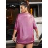 imageVerdusa Womens Plus Size Metallic T Shirt Drop Shoulder Oversized Tee TopHot Pink