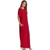 imageVerdusa Womens Short Sleeve Loose Long Maxi Lounge Dress with PocketsBright Red