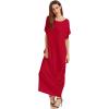 imageVerdusa Womens Short Sleeve Loose Long Maxi Lounge Dress with PocketsBright Red