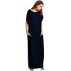 imageVerdusa Womens Short Sleeve Loose Long Maxi Lounge Dress with PocketsNavy