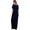 imageVerdusa Womens Short Sleeve Loose Long Maxi Lounge Dress with PocketsNavy