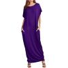 imageVerdusa Womens Short Sleeve Loose Long Maxi Lounge Dress with PocketsPurple