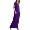 imageVerdusa Womens Short Sleeve Loose Long Maxi Lounge Dress with PocketsPurple