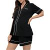 imageVerdusa Womens Maternity 2 Piece Pajama Sets Button Up Short Sleeve Shirt and ShortsBlack