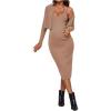 imageVerdusa Womens Maternity 2 Piece Rib Knit V Neck Long Cami Bodycon Dress and Long Sleeve CardiganKhaki