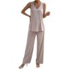 imageVerdusa Womens Maternity 2 Piece Split Tank Top and Loose Pant Sets Pregnancy OutfitApricot