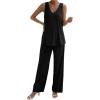 imageVerdusa Womens Maternity 2 Piece Split Tank Top and Loose Pant Sets Pregnancy OutfitBlack