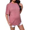 imageVerdusa Womens Maternity Drop Shoulder Short Sleeve Loose T Shirt TopDusty Pink