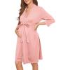 imageVerdusa Womens Maternity Halloween Pajamas Embroidery Patterns 34 Length Sleeve Maternity RobePink