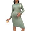 imageVerdusa Womens Maternity Nursing Turtle Neck Long Sleeve Midi Bodycon DressMint Green