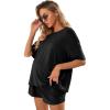 imageVerdusa Womens Maternity Pajama Set 2 Piece Drop Shoulder Top and Short Lounge SetsBlack