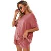 imageVerdusa Womens Maternity Pajama Set 2 Piece Drop Shoulder Top and Short Lounge SetsPink