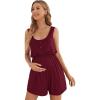 imageVerdusa Womens Maternity Scoop Neck Button Front High Waist Tank RomperBurgundy Red