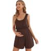 imageVerdusa Womens Maternity Scoop Neck Button Front High Waist Tank RomperCoffee