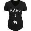 imageVerdusa Womens Maternity Tee Tops Letter Print V Neck Short Sleeve Pregnancy ShirtsBlack
