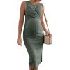 imageVerdusa Womens Maternity Twist Tie Back Sleeveless Split Pregnancy Tank Bodycon DressArmy Green