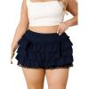imageVerdusa Womens Plus Size Coquette Ruffle Shorts Bow Front Lace Trim Bloomer ShortsDark Blue