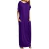 imageVerdusa Womens Short Sleeve Loose Long Maxi Lounge Dress with PocketsPurple