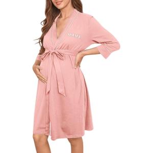 imageVerdusa Womens Maternity Halloween Pajamas Embroidery Patterns 34 Length Sleeve Maternity RobePink