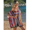 imageVerdusa Womens 3 Piece Outfits Short Sleeve Open Front Kimono and Boho Cami Top and Tassel Trim Tropical Shorts SetBlue